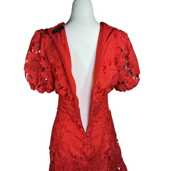 NEW BEULAH STYLE Size M Womens Red Lace Mini Dress Boho Peasant Beach Summer - Picture 2 of 16